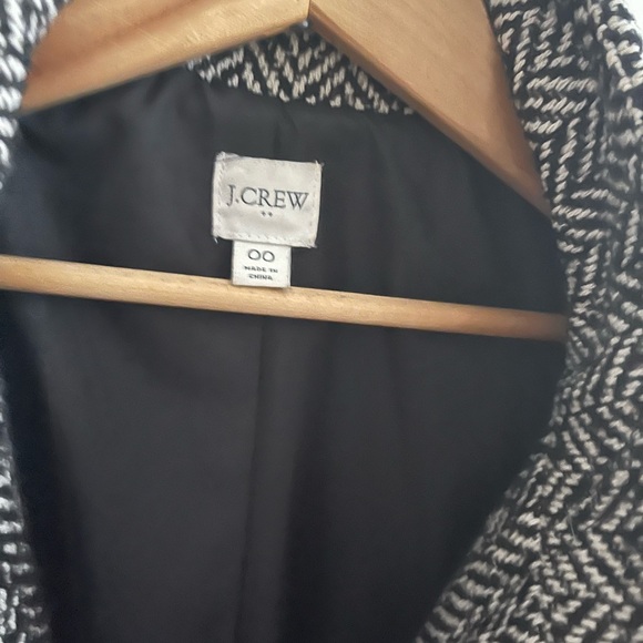 Vtg J. Crew 00 Houndstooth Wool Blend Black and Gray Pea Coat - Picture 5 of 8
